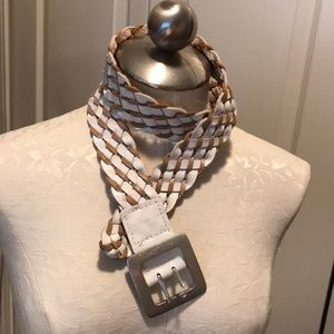 Calvin Klein - White/Gold/Silver Leather Belt